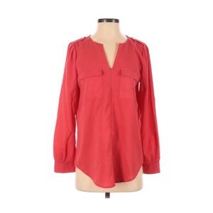 Lemon Tart Long Sleeve Button Up Red Blouse